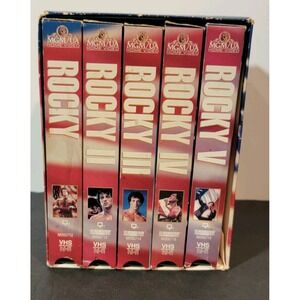 Rocky 1-5 VHS Cassette Tape Set Sylvester Stallone Tested Works